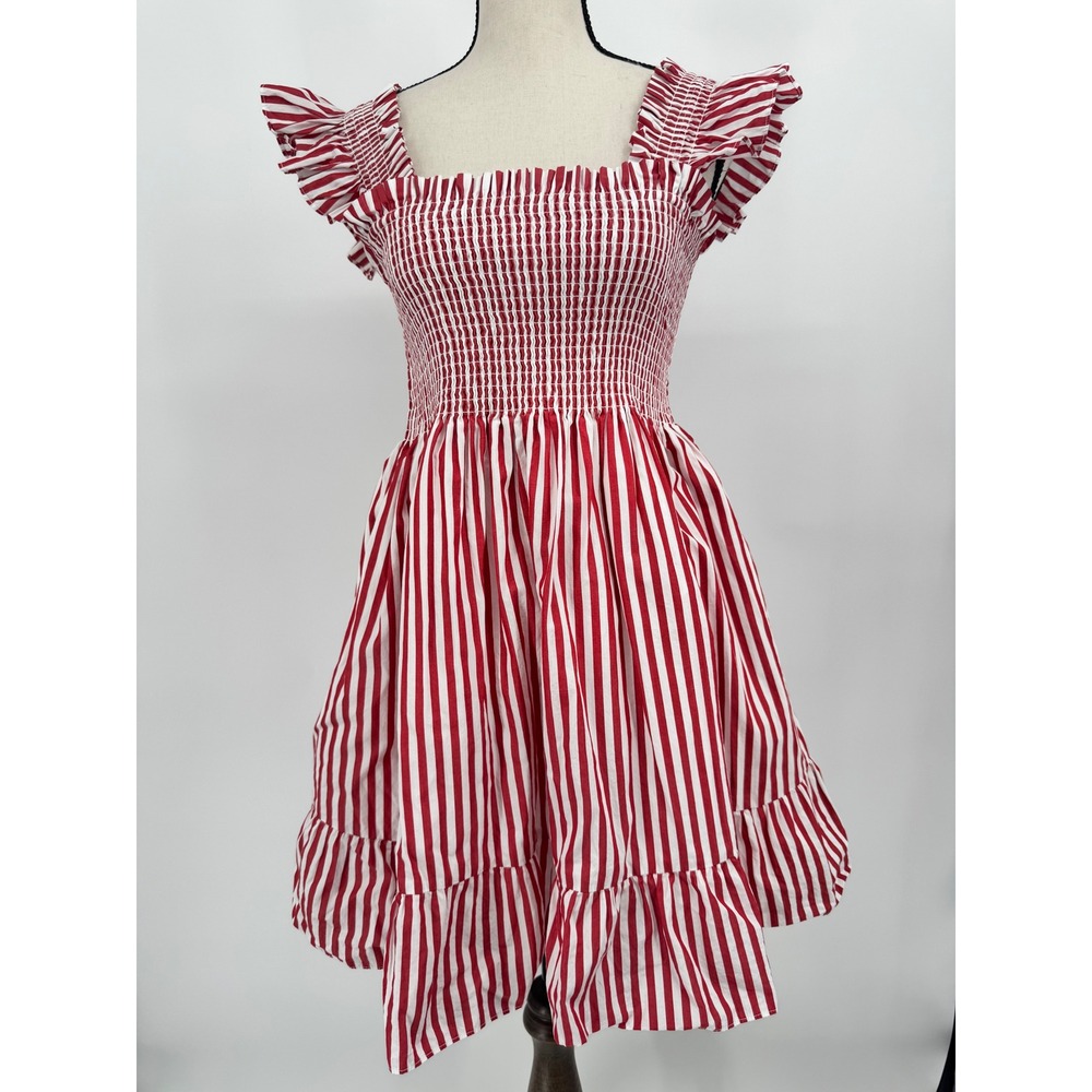 Hill House Home Elle Nap Dress Womens XS Red White Stripe Smocked Mini